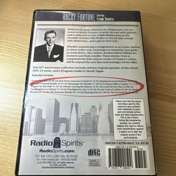 ROCKY FORTUNE DETECTIVE FRANK SINATRA 16 EPISODES/8 REMASTERED RESTORED CD's VG+ - Picture 3 of 3